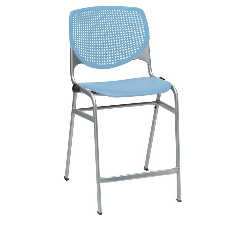 Home Square Plastic Counter Stool in Sky Blue - Set of 3