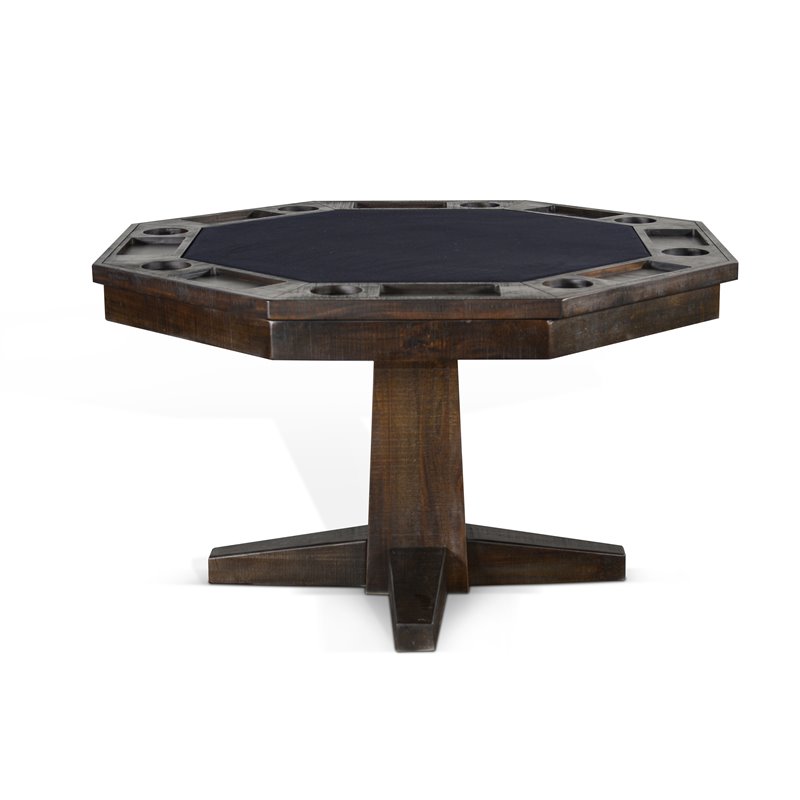 Home Square Game and Dining Table Set with Gaming Table and 4 Chairs in Tobacco
