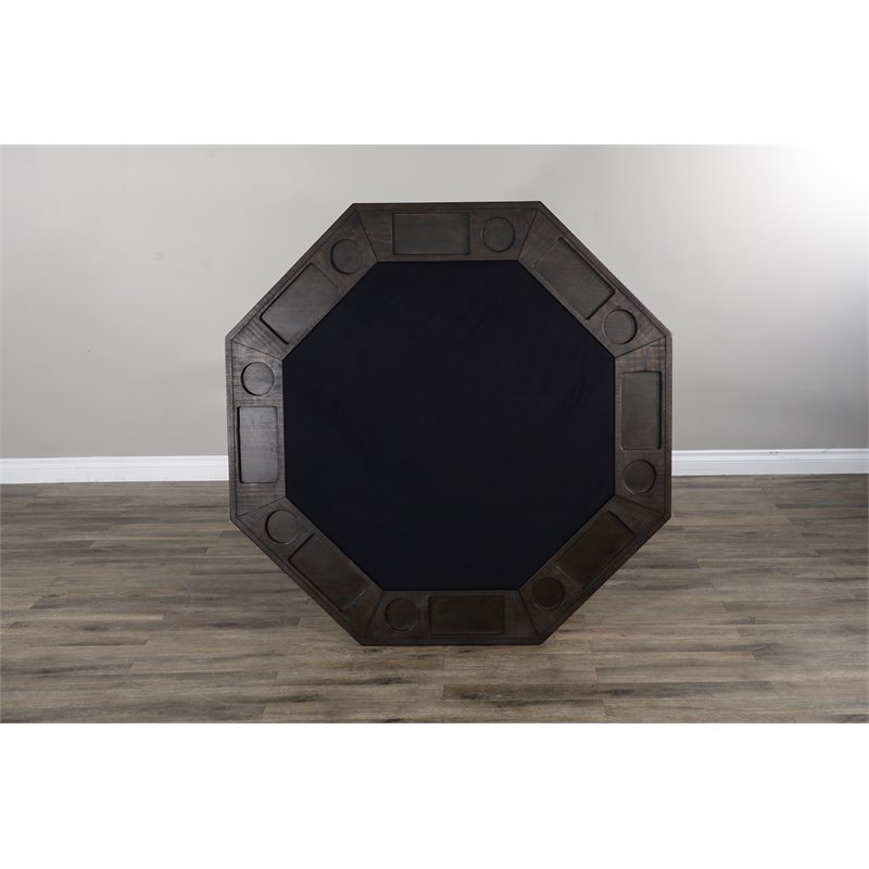 Home Square Game and Dining Table Set with Gaming Table and 4 Chairs in Tobacco