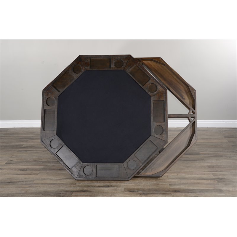 Home Square Game and Dining Table Set with Gaming Table and 4 Chairs in Tobacco