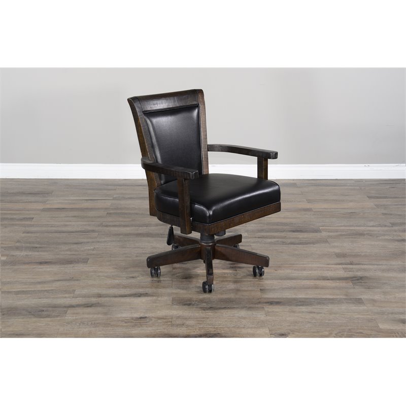 Home Square Game and Dining Table Set with Gaming Table and 4 Chairs in Tobacco
