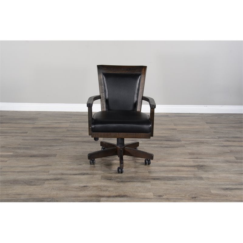 Home Square Game and Dining Table Set with Gaming Table and 4 Chairs in Tobacco