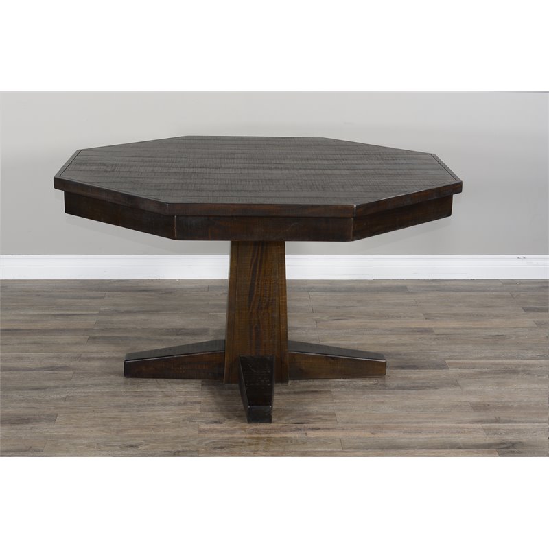 Home Square Game and Dining Table Set with Gaming Table and 4 Chairs in Tobacco