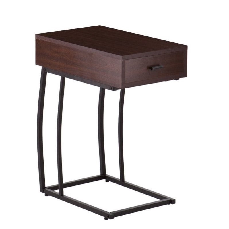 Home Square Side Table with Power and USB in Walnut - Set of 2