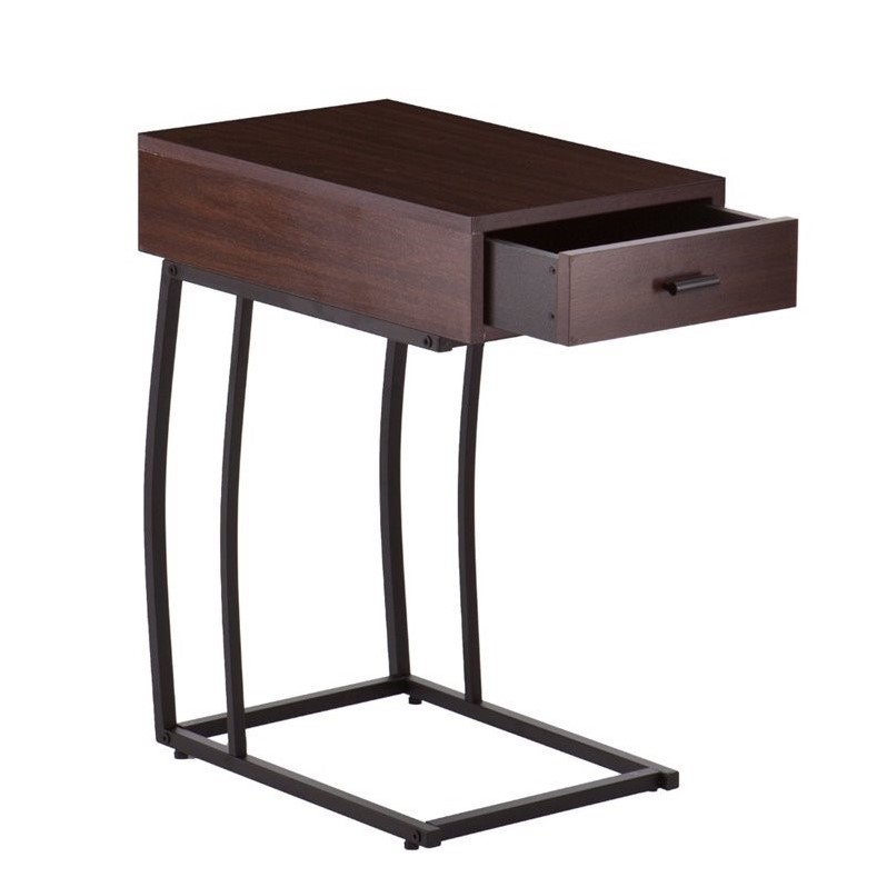 Home Square Side Table with Power and USB in Walnut - Set of 2