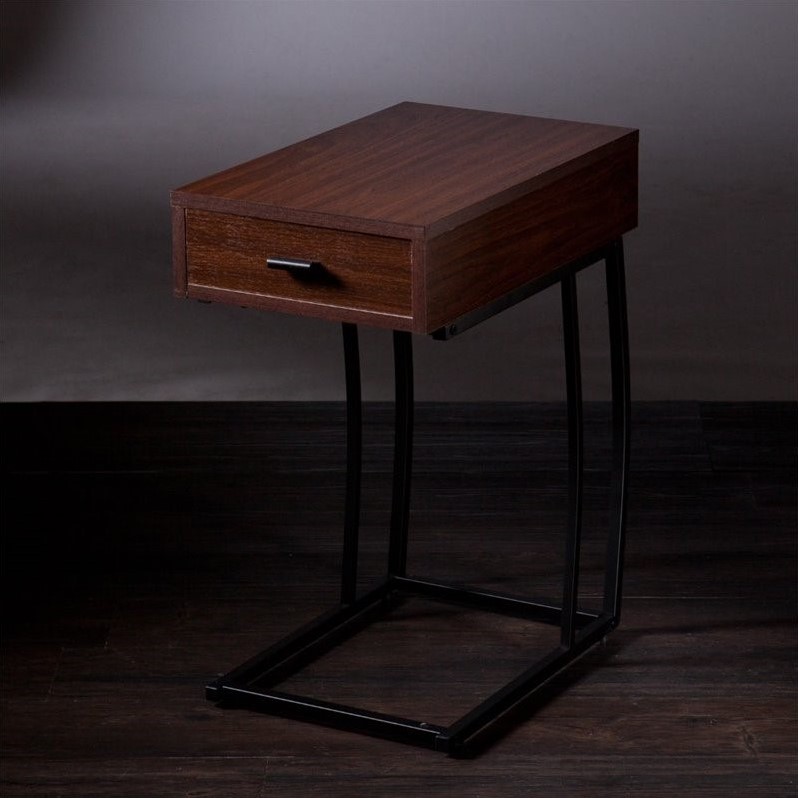 Home Square Side Table with Power and USB in Walnut - Set of 2