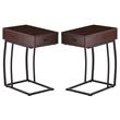 Home Square Side Table with Power and USB in Walnut - Set of 2