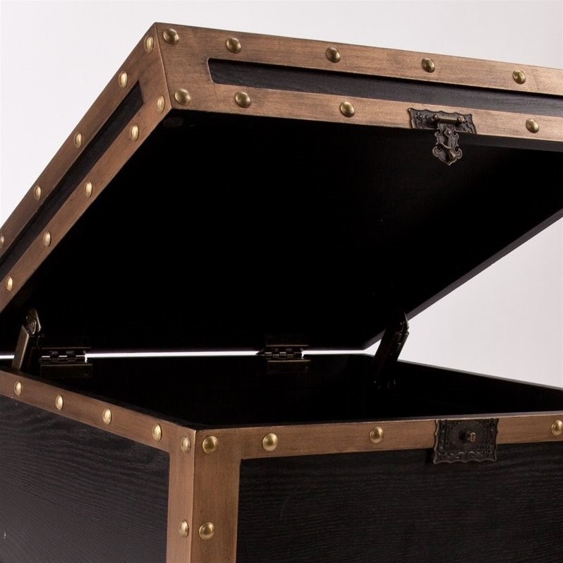 Home Square Travel Trunk End Table in Black - Set of 2