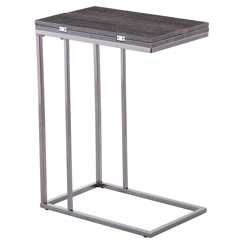 Home Square Modern Wood Expandable C-Table in Black - Set of 2
