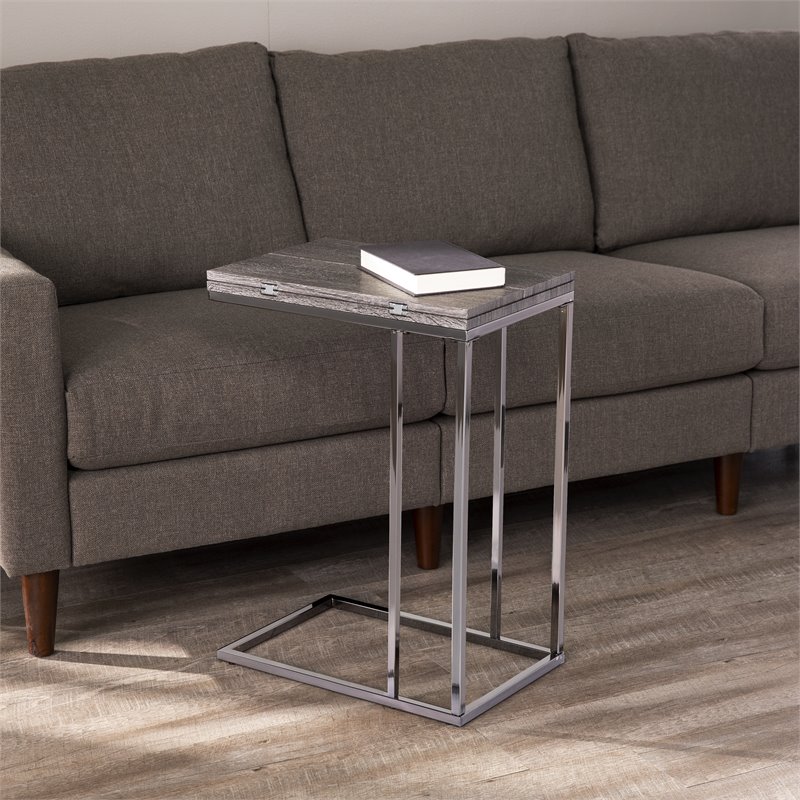 Home Square Modern Wood Expandable C-Table in Black - Set of 2
