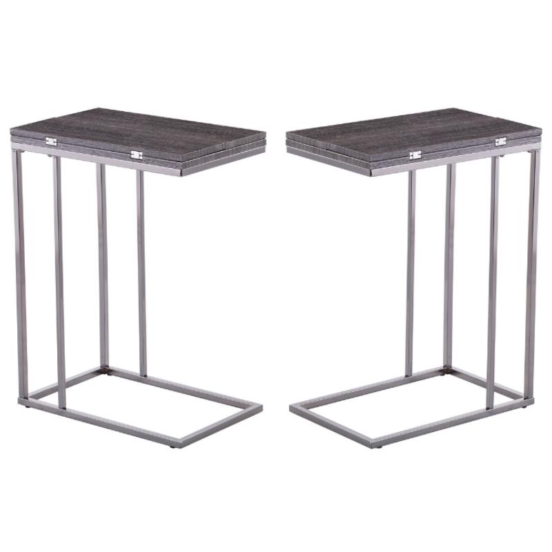 Home Square Modern Wood Expandable C-Table in Black - Set of 2