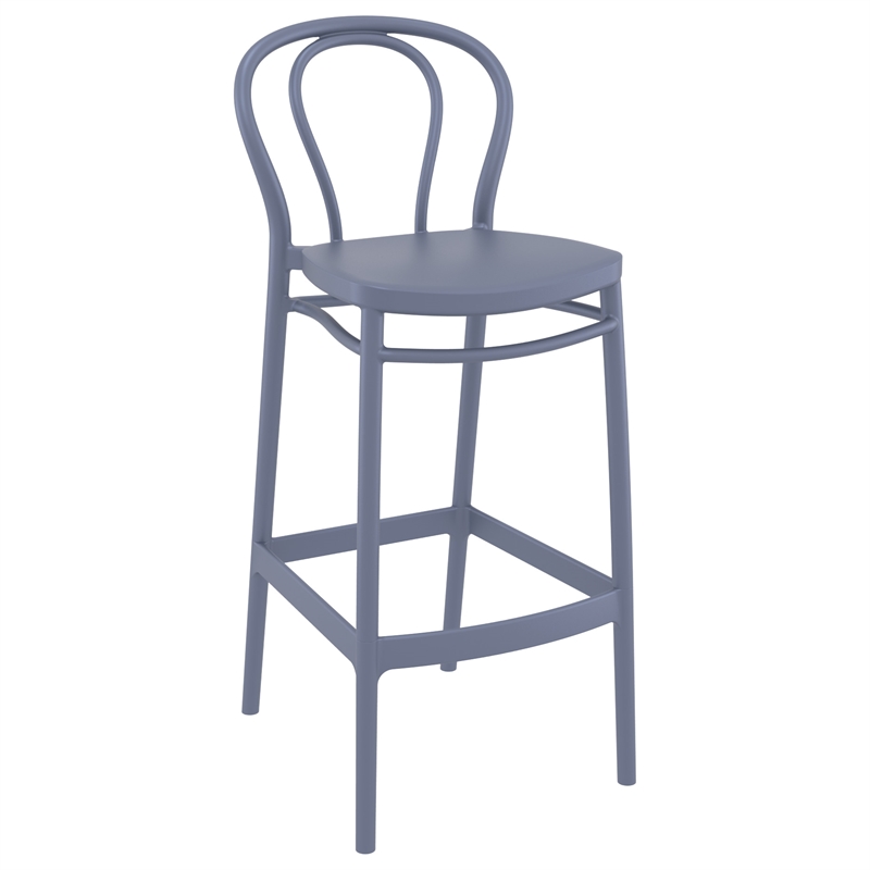 Home Square Contemporary Outdoor Resin Bar Stool in Dark Gray - Set of 2