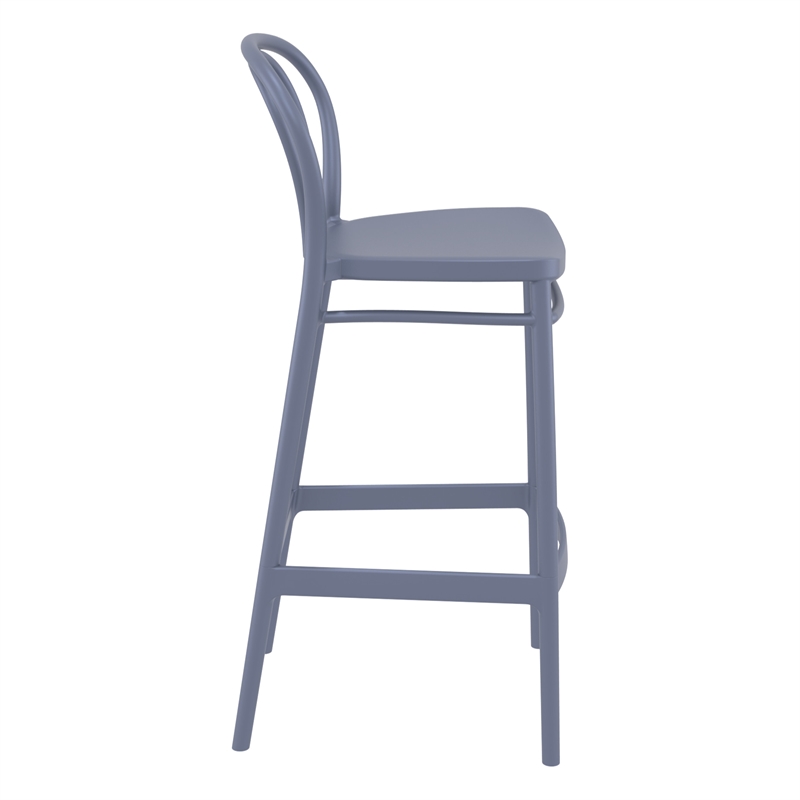 Home Square Contemporary Outdoor Resin Bar Stool in Dark Gray - Set of 2