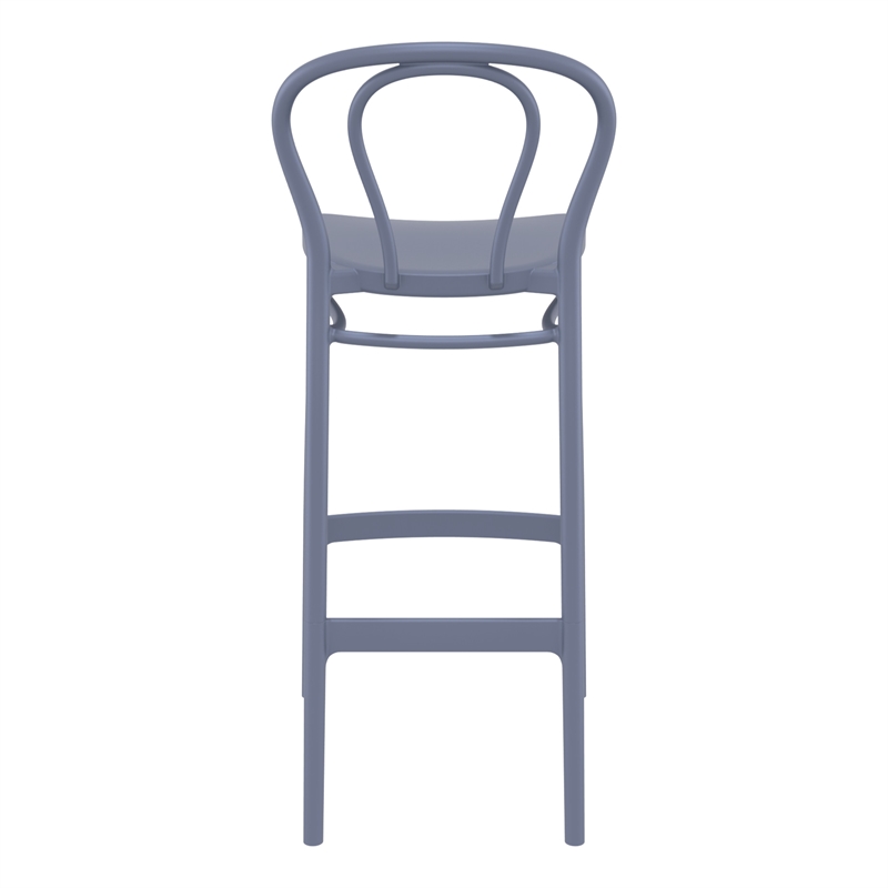 Home Square Contemporary Outdoor Resin Bar Stool in Dark Gray - Set of 2