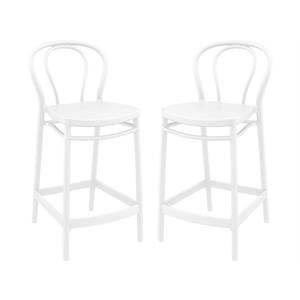 Home Square Indoor Outdoor Counter Stool in White - Set of 2