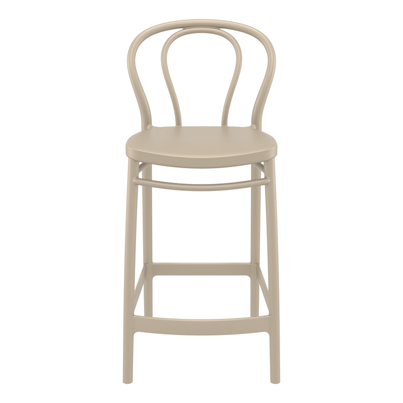 Home Square Indoor Outdoor Counter Stool in Taupe - Set of 2