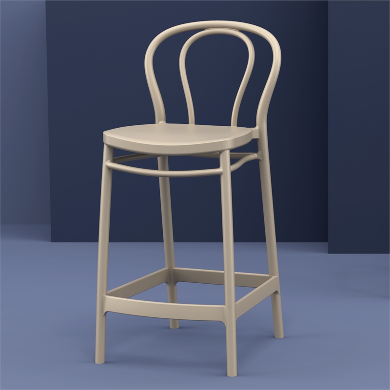 Home Square Indoor Outdoor Counter Stool in Taupe - Set of 2