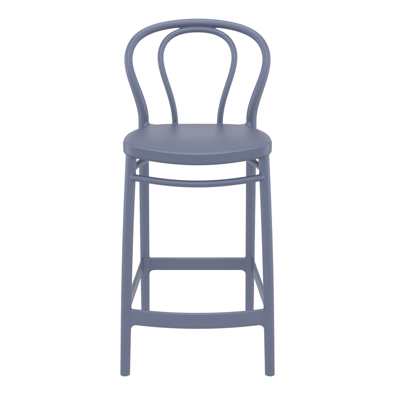 Home Square Indoor Outdoor Counter Stool in Dark Gray - Set of 2