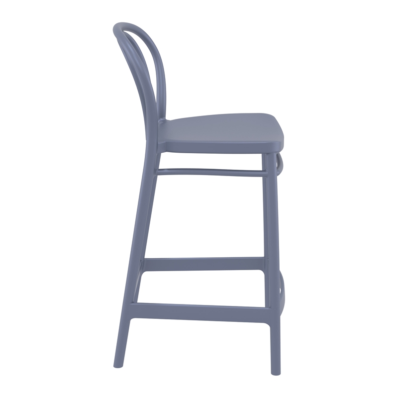 Home Square Indoor Outdoor Counter Stool in Dark Gray - Set of 2