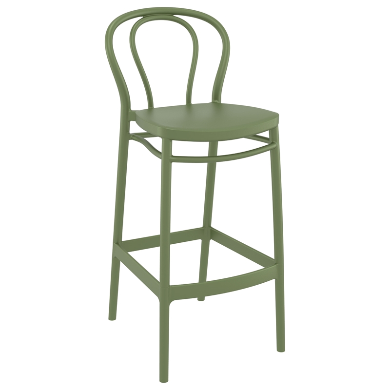 Home Square Indoor Outdoor Bar Stool in Olive Green - Set of 2