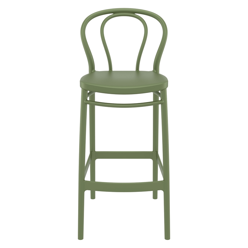 Home Square Indoor Outdoor Bar Stool in Olive Green - Set of 2