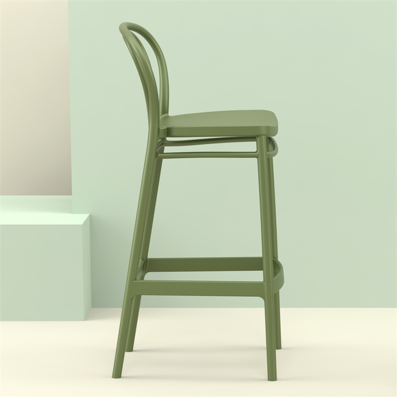 Home Square Indoor Outdoor Bar Stool in Olive Green - Set of 2