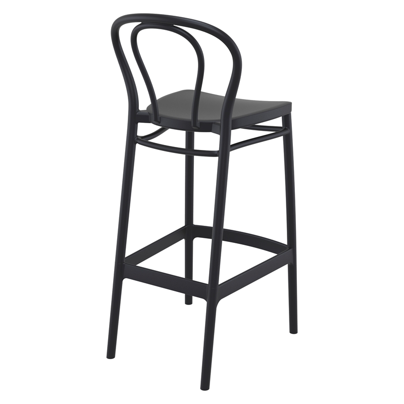 Home Square Contemporary Indoor Outdoor Bar Stool in Black - Set of 2