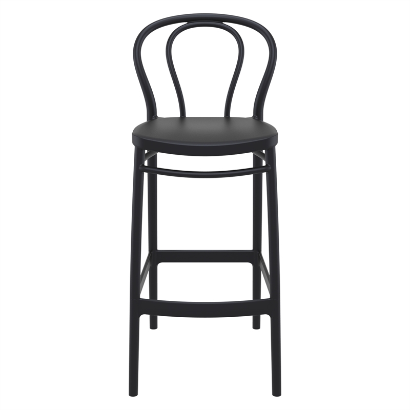 Home Square Contemporary Indoor Outdoor Bar Stool in Black - Set of 2