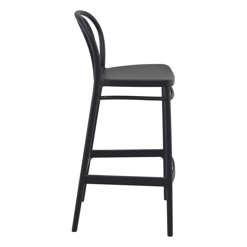 Home Square Contemporary Indoor Outdoor Bar Stool in Black - Set of 2