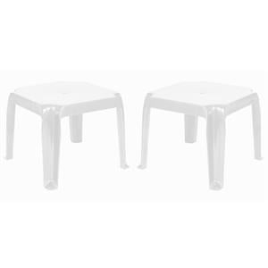 Home Square Square Resin Patio Side Table in White - Set of 2