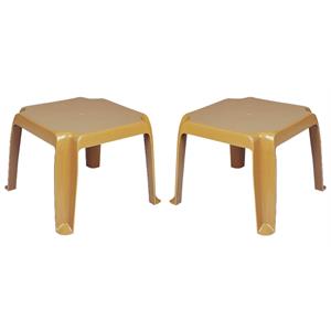 Home Square Square Patio End Table in Teak Brown - Set of 2