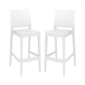 Home Square Resin 25.6&quot Counter Stool in White - Set of 2