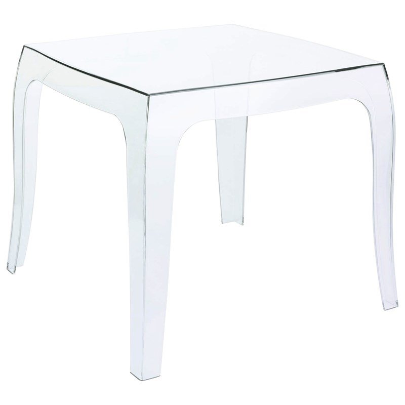 Home Square Polycarbonate Patio Side Table in Transparent Clear - Set of 2