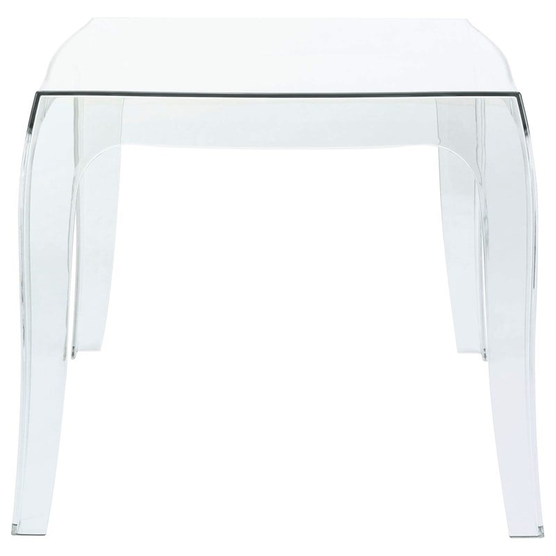 Home Square Polycarbonate Patio Side Table in Transparent Clear - Set of 2