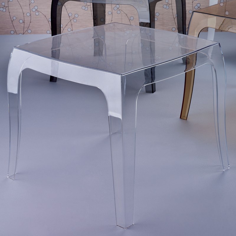 Home Square Polycarbonate Patio Side Table in Transparent Clear - Set of 2