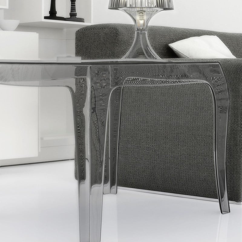 Home Square Polycarbonate Patio Side Table in Transparent Clear - Set of 2