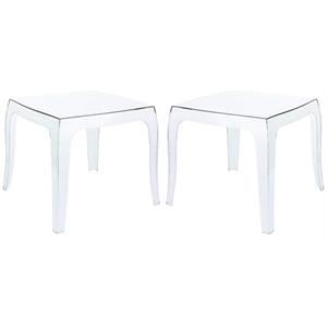 Home Square Polycarbonate Patio Side Table in Transparent Clear - Set of 2