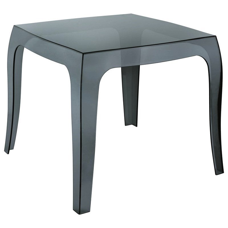 Home Square Polycarbonate Patio Side Table in Transparent Black - Set of 2