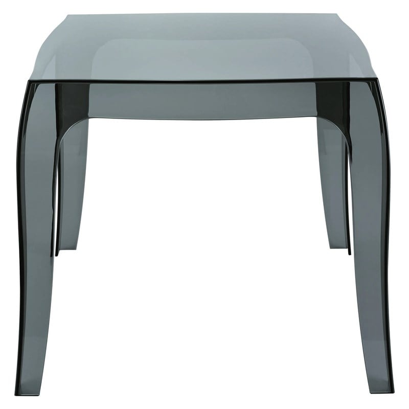 Home Square Polycarbonate Patio Side Table in Transparent Black - Set of 2