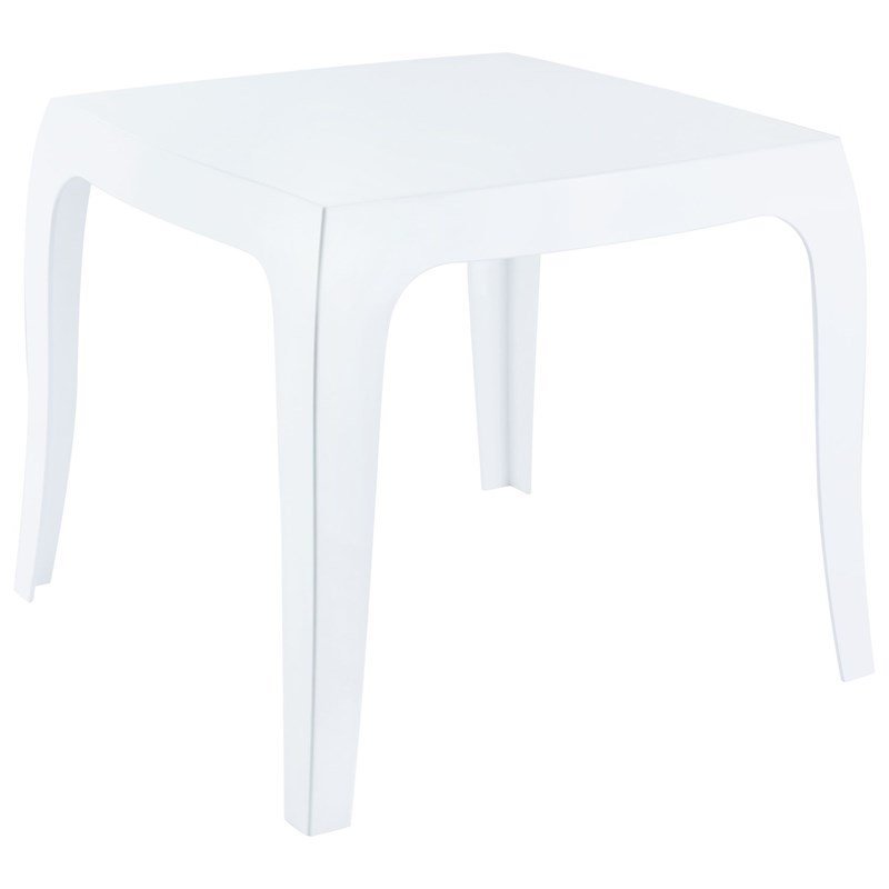 Home Square Polycarbonate Patio Side Table in Glossy White - Set of 2
