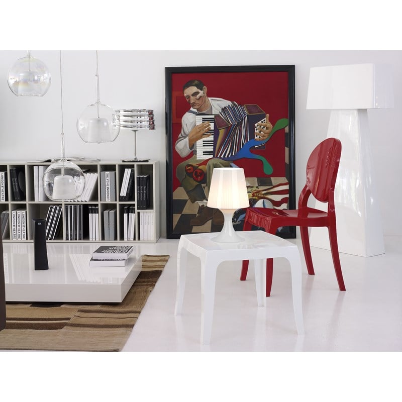 Home Square Polycarbonate Patio Side Table in Glossy White - Set of 2