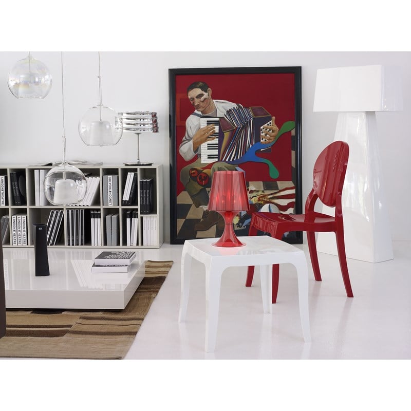 Home Square Polycarbonate Patio Side Table in Glossy White - Set of 2