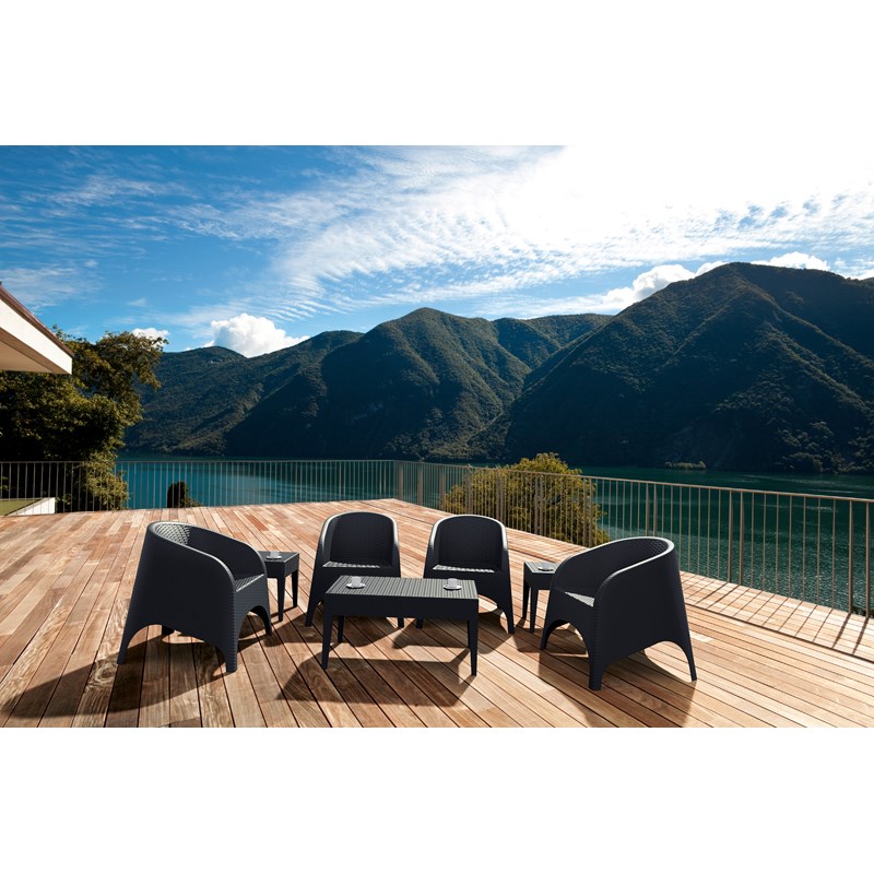 Home Square Square Patio End Table in Dark Gray - Set of 2