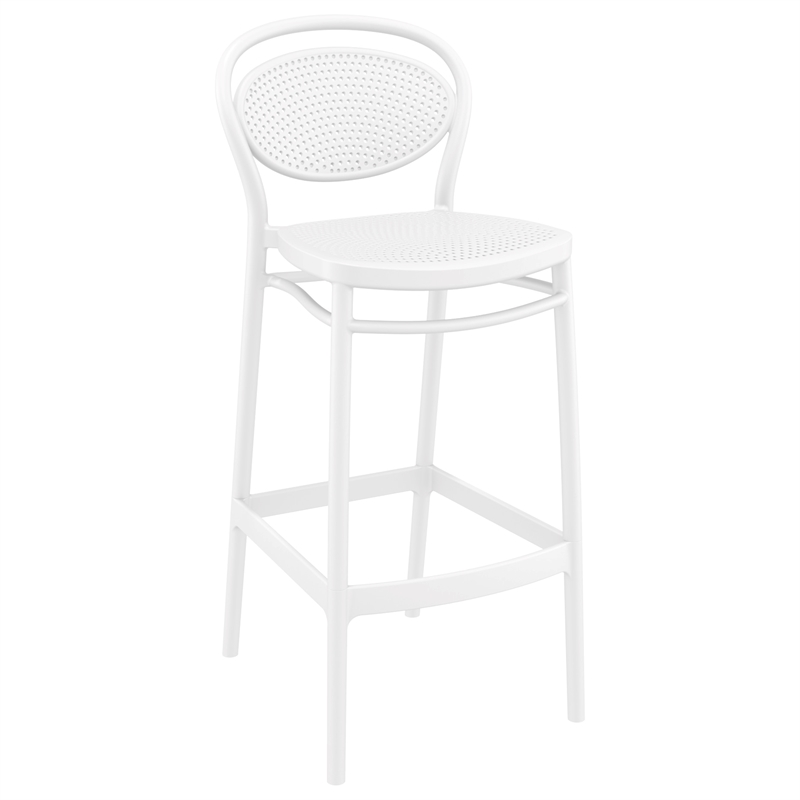 Home Square Contemporary Resin Bar Stool in White Finish - Set of 2