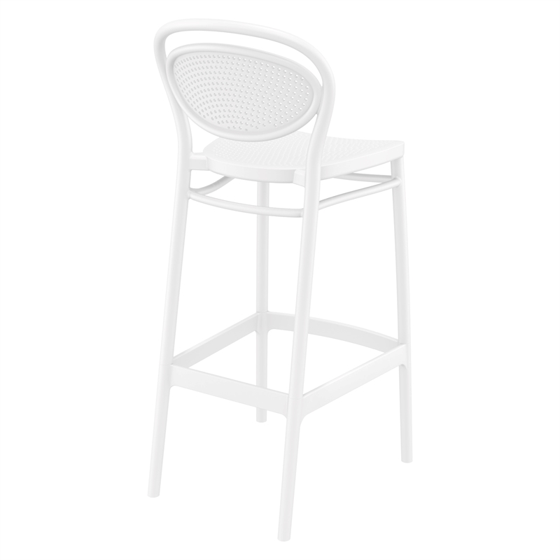 Home Square Contemporary Resin Bar Stool in White Finish - Set of 2
