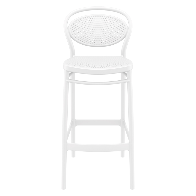Home Square Contemporary Resin Bar Stool in White Finish - Set of 2