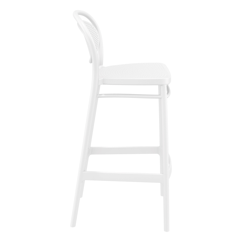 Home Square Contemporary Resin Bar Stool in White Finish - Set of 2
