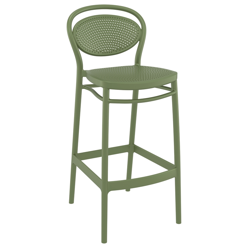 Home Square Contemporary Resin Bar Stool in Olive Green - Set of 2
