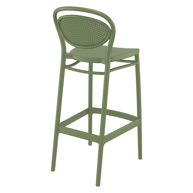 Home Square Contemporary Resin Bar Stool in Olive Green - Set of 2