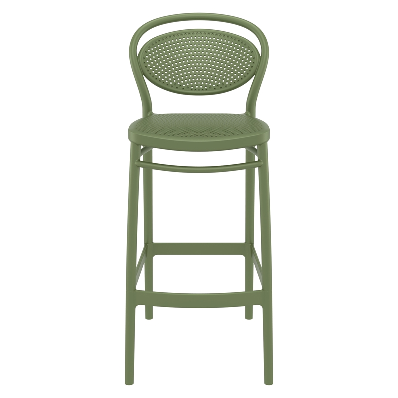 Home Square Contemporary Resin Bar Stool in Olive Green - Set of 2
